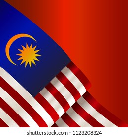 Malaysia flag  with copyspace for your text or images and red background