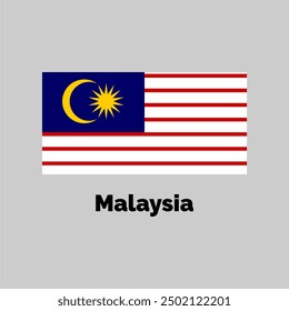 Malaysia Flagge Design, Vektorgrafik auf grauem Hintergrund für Grafik- und Webdesign.