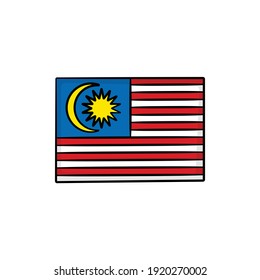 Malaysia flag in drawing style isolated vector. Hand drawn object illustration for your presentation, teaching materials or others.