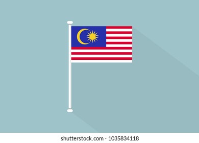 Malaysia flag with flagpole,vector illustration