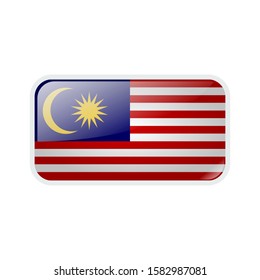 Malaysia flag in the form of glossy button can be used for independence day or other events isolated on white background. vector design illustration EPS 10