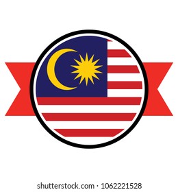 Malaysia flag in glossy round button of icon. flag logo of Malaysia emblem isolated on white background, Malaysia national concept sign, Vector illustration.