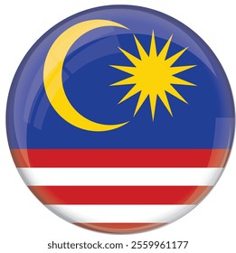  Malaysia flag with glossy rounded button for football team and national emblem	