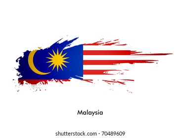 Malaysia flag with grunge design, vector illustration