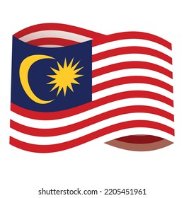 Vector de dibujos animados de la bandera de Malasia. Feliz día. Arte nacional