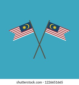 Malaysia flag icon in flat design. Independence day or National day holiday concept.