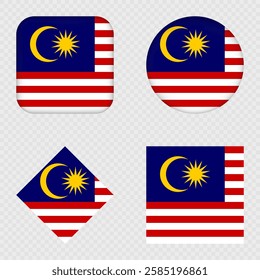 Malaysia Flag Icons Pack. Vector illustration.