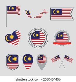Malaysia flag icons set, symbols of the flag of Malaysia