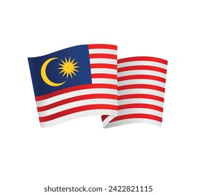 Malaysia flag isolated on white background. Vector illustration