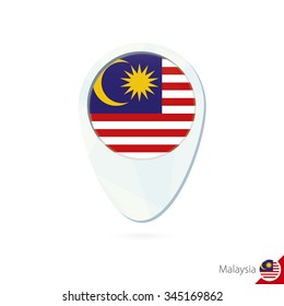 Malaysia flag location map pin icon on white background. Vector Illustration.