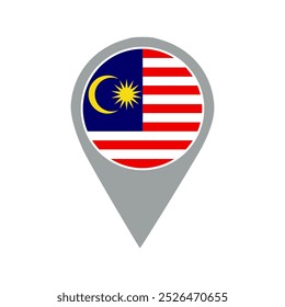 malaysia Flag Location Pin, Flag Anwendung, Flag on Location Pin, Grafikdesign, Kartenzeiger, Vektorgrafik.	