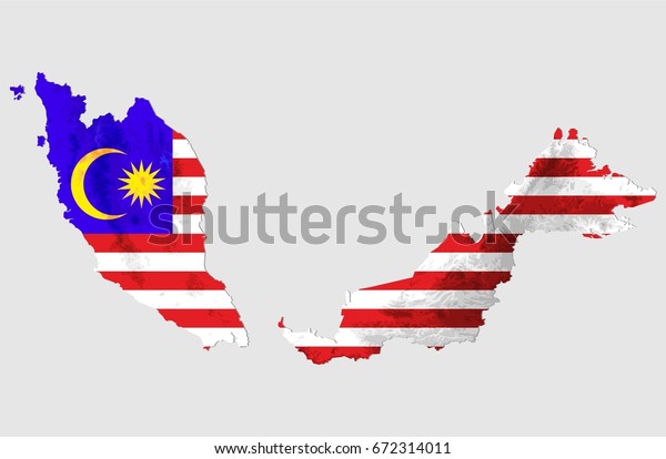 Malaysia Flag Map Stock Vector (Royalty Free) 672314011