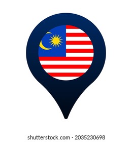 malaysia flag and map pointer icon. National flag location icon vector design, gps locator pin. vector illustration
