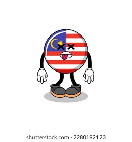 malaysia flag mascot illustration is dead , character design