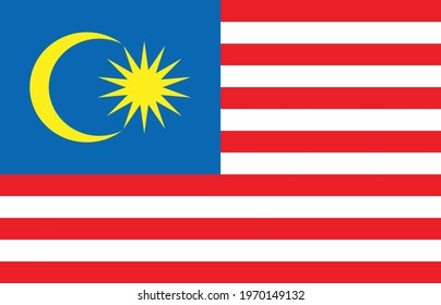malaysia flag, official colors and proportion correctly. National malaysia flag. Vector illustration. EPS10.