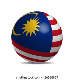 Malaysia flag on a 3d ball with shadow