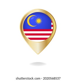 Malaysia-Flagge auf goldener Zeigerkarte, Vektorgrafik eps.10