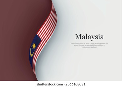 Malaysia flag on Waving ribbon. Template for independence day