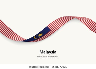 Malaysia flag on Waving ribbon. Template for independence day