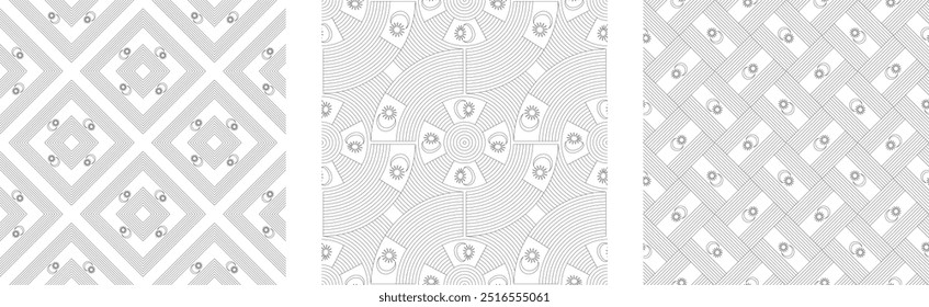 malaysia flag outline ceramic tile pattern set. vector illustration