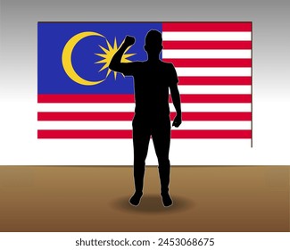 Malaysia flag paper texture, single-piece element, vector design, Malaysia flag taped on wall, decoration or celebration idea