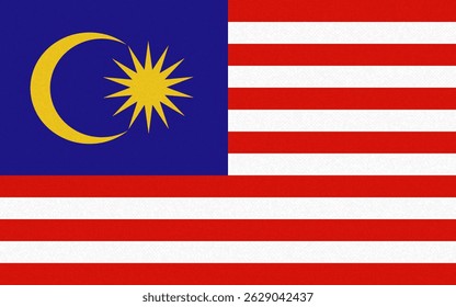 Malaysia flag with paper texture wall background. Vector illustration 