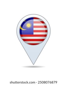 Malaysia - Fahnennadel für Karte. Vektorgrafik.