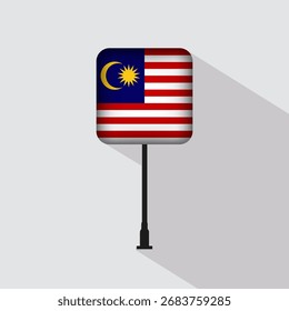 Malaysia Flag Pole Vector Illustration