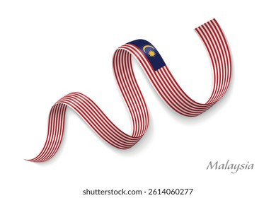 Malaysia flag ribbon waving national colors, symbolizing pride, unity and national identity