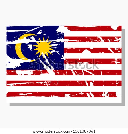 Malaysia flag with scratches and shadow in vector