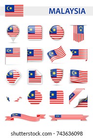 Malaysia Flag Set - Vector Illustration