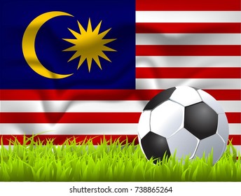 Malaysia flag and soccer ball