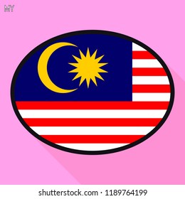 Malaysia flag speech bubble, social media communication sign, flat business oval icon.