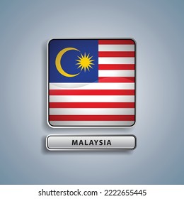 Malaysia flag square button vector illustration