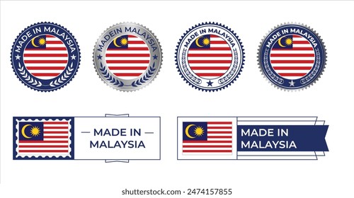 Malaysia Flag Stamp. Made in Stamp Isolated in White Background. Symbol, Vector, Icon, Illustration.