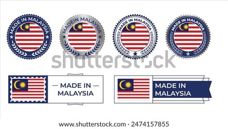 Malaysia Flag Stamp. Made in Stamp Isolated in White Background. Symbol, Vector, Icon, Illustration.