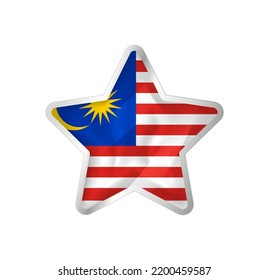 Malaysia flag in star. Button star and flag template. Easy editing and vector in groups. National flag vector illustration on white background.