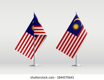 Malaysia flag state symbol isolated on background national banner. Greeting card National Independence Day of the Malaysia. Illustration banner with realistic state flag.