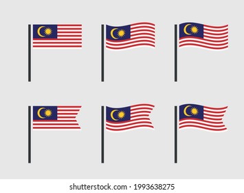 Malaysia flag symbols set, national flag icons of Malaysia