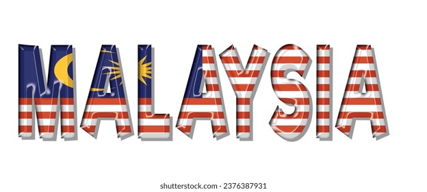 MALAYSIA flag text font, 3D MALAYSIA colorful background, MALAYSIA flag vector illustration
