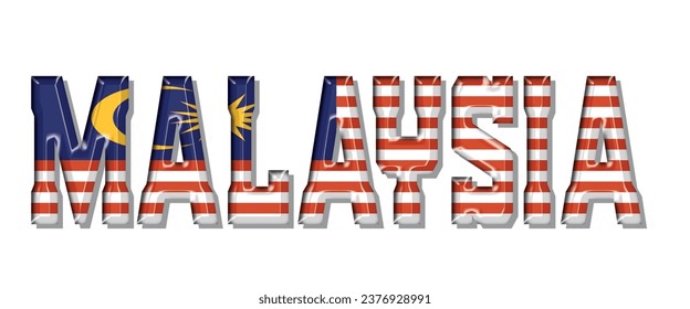 MALAYSIA flag text font, 3D MALAYSIA colorful background, MALAYSIA flag vector illustration