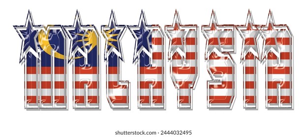 Malaysia flag text font, 3D Malaysia flag colorful background, Malaysia flag vector illustration