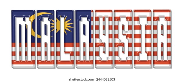 Malaysia flag text font, 3D Malaysia flag colorful background, Malaysia flag vector illustration