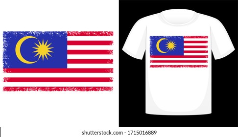 Malaysia Flag T-shirt design, print, vector illustration Patriotic T-shirt Design