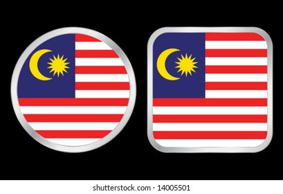 Malaysia flag - two icon on black background. Vector illustration.