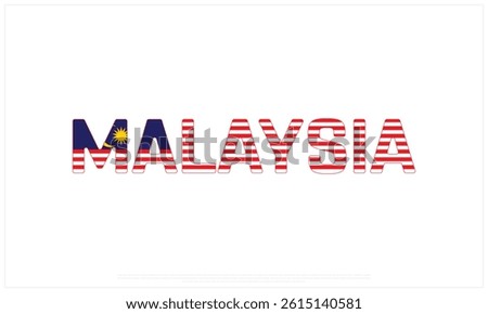 MALAYSIA flag Typography with flag on a white background, Vector design of MALAYSIA flag typography, Flag of MALAYSIA, National Day Design, MALAYSIA Day design