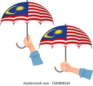 Malaysia flag umbrella. Social security concept. National flag of Malaysia vector illustration