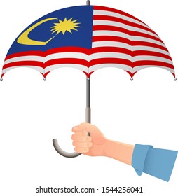 Malaysia flag umbrella. Weather symbols. National flag of Malaysia vector illustration