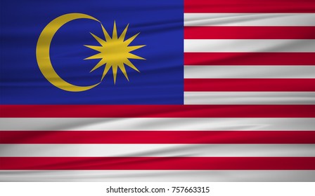 Malaysia flag vector. Vector flag of Malaysia blowig in the wind. EPS 10.