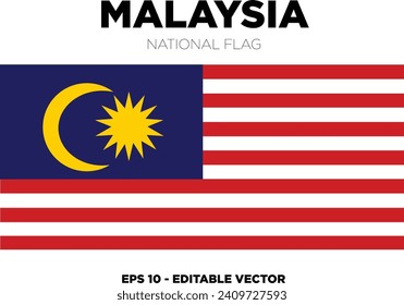 Malaysia Flag vector with color. vector flag. Bendera Malaysia hitam putih.  Selamat hari kemerdekaan. happy national day 